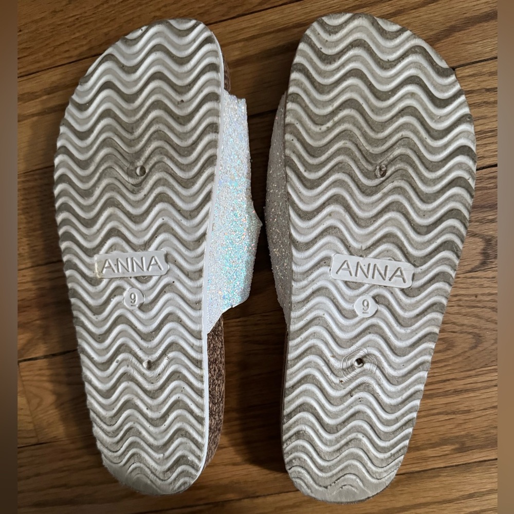 White Sparkle Sandals with Buckle Straps - Picture 4 of 4